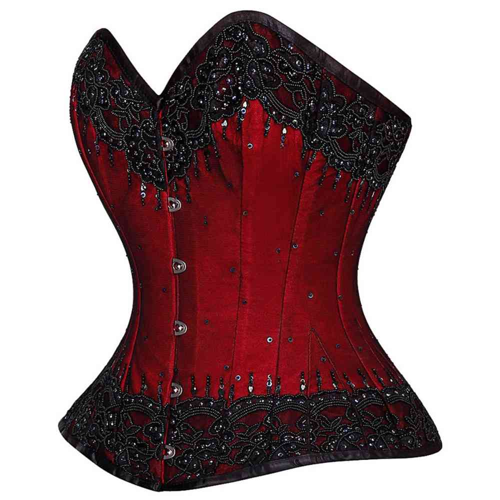 Attitude Corsets - Andariël Overbust korset - Kralen, sierlijk - Rood